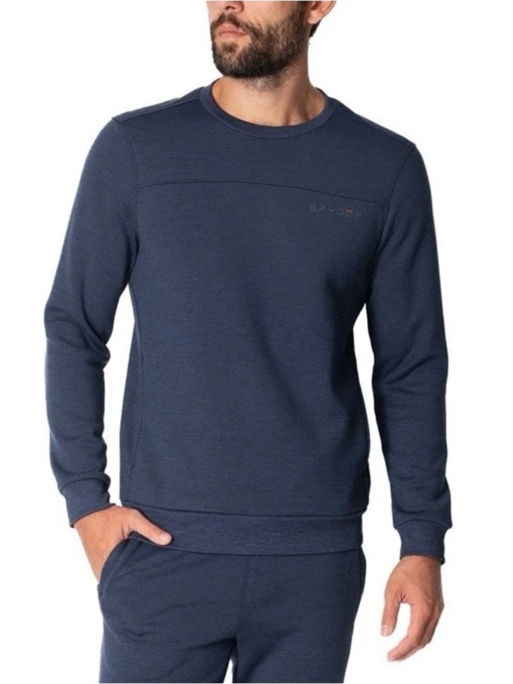Spyder  Men’s Crew Neck Sweatshirt  Medium Navy Blue Moisture Wicking NWT M